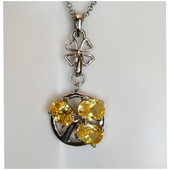 Genuine 3ct Citrines Clover Pendant 1.50